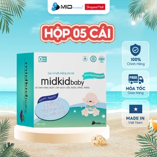 Gạc rơ lưỡi Midkid Baby hộp 5 gói dùng thử cho bé sơ sinh giúp làm sạch lưỡi và khoang miệng đạt tiêu chuẩn ISO 5 sao