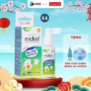 Liệu trình bảo vệ - Combo 4 hộp Xịt chống sâu răng Midkid cho bé giúp làm sạch giữ răng chắc khỏe
