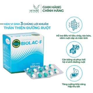 Men Vi Sinh BiolacF VietHung Pharma, Bổ Sung Lợi Khuẩn, Giảm Tiêu Chảy, Táo Bón Hộp 100 viên