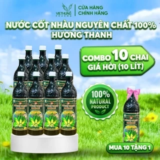 Thùng 10 Chai (Tặng 1 Chai) Nước Cốt Trái Nhàu Nguyên Chất 100% Noni Hương Thanh Chính Hãng, Chai 1 Lít