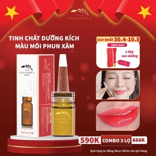 Tinh chất dưỡng kích màu môi sau phun xăm Vieskin GoldShine, collagen tươi kích màu sắc nét, tự nhiên, căng bóng, 7ml