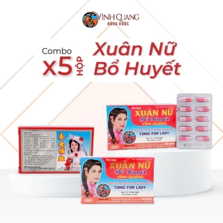 Combo 5 Hộp 40 viên Xuân Nữ Bổ Huyết VĨNH QUANG - Điều hoà kinh nguyệt, đau bụng kinh, tắc kinh