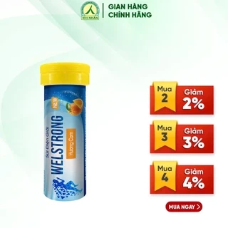 Viên sủi điện giải WELSTRONG hương cam - Bù nước, điện giải, vitamin cho cơ thể - Tuýp 8 viên