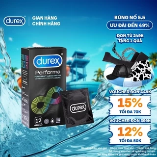 Bao cao su Durex Performa kéo dài thời gian, size 52mm, 3 bao/hộp)