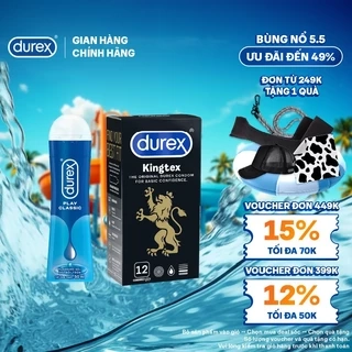 Bộ 1 hộp Durex Kingtex ôm sát (size 49mm, 12 bao/hộp) và 1 chai Gel bôi trơn Classic gốc nước 50ml