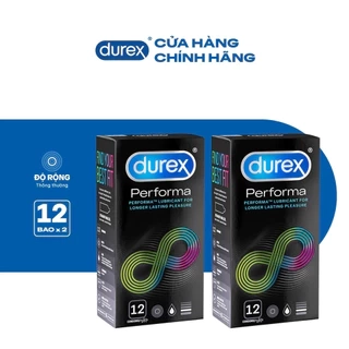Bộ 2 hộp Durex Performa kéo dài thời gian, size 52mm, hộp 12 bao