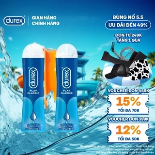 Combo 2 Gel bôi trơn Durex Classic gốc nước - Bao bì mới, cải tiến công thức thêm mượt mà, 50ML/chai