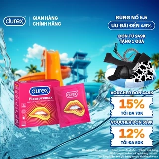 Durex Pleasuremax gân gai tăng khoái cảm, size 56mm, hộp 3 bao