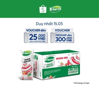 Thùng 48 Hộp Yomost Thạch Trái Cây Hương Dâu (48x180ml)
