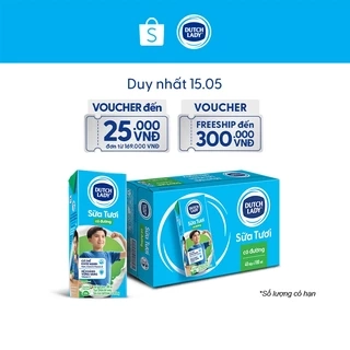 Thùng 48 Hộp Sữa Tươi Tiệt Trùng Dutch Lady Có Đường 48x180ml