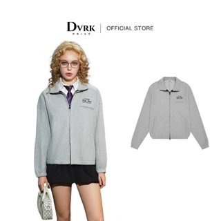 DVRK - Áo Khoác Dệt Kim Khóa Kéo Thêu Logo Privé Rêverie Màu Mocha -DVRK-25S