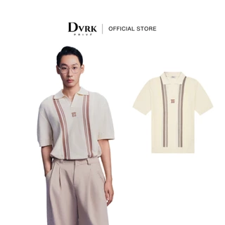 DVRK - Áo Polo Dệt Kim Pointelle Màu Kem Sọc Nâu- DVRK-24F