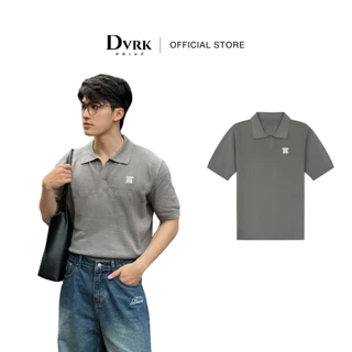 DVRK - Áo Polo Dệt Kim Unisex Phối Họa Tiết Pointelle Màu Xám -DVRK-24SS