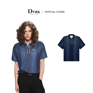 DVRK - Áo Polo Jersey Sọc Cổ Khóa Kéo Màu Xanh Midnight Blue-DVRK-25S