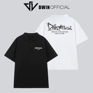 Áo polo nam nữ brand in Dwin SIGNATURE cổ bẻ vải cá sấu basic form rộng tay lỡ unisex oversize