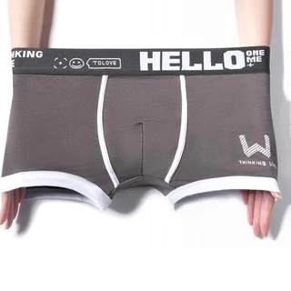 Ecmn Hello Nam Cotton Boxers In Chữ Tương Phản Màu Sắc Thanh Thiếu Niên Quần Lót Plus Kích Thước