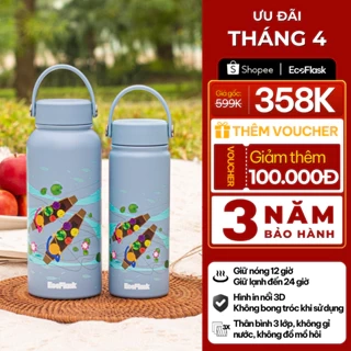 Bình giữ nhiệt EcoFlask 1000ml/550ml thiết kế Chuyện Sen cao cấp chính hãng, inox 304, bảo hành 3 năm
