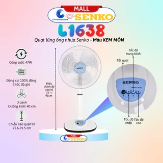Quạt Lửng Ống Nhựa Senko L1638 - Công suất 47W - Màu tuỳ chọn - Hàng Chính Hãng