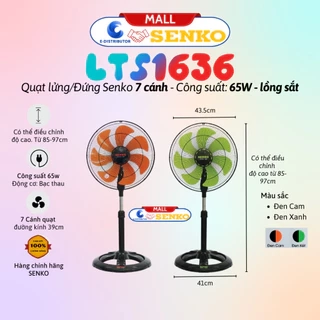 Quạt lửng thân sắt 7 cánh Senko LTS1636 - Màu tuỳ chọn - Hàng chính hãng