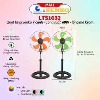 Quạt lửng thân sắt Senko LTS1632 (lồng mạ Crom) - Màu ngẫu nhiên - Hàng Chính Hãng