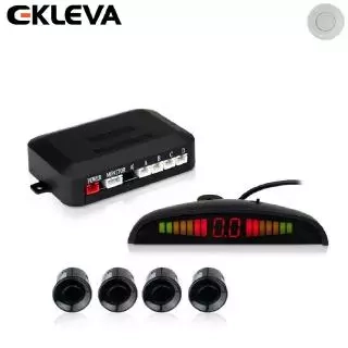 Cảm biến đỗ xe màn hình LED EKLEVA, Hệ thống Radar dự phòng lùi ô tô, Màn hình LED + Cảnh báo rung + 4 màu đen