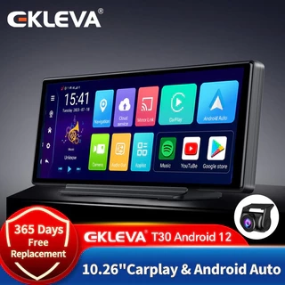 Ekleva Android 12.0 2 + 32GB GPS Điều hướng ô tô Dash Cam Carplay & Android Auto AUX Đầu ra BT WIFI 1080P Đầu ghi Video DVR Camera lùi