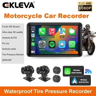 Ekleva Không Dây Apple CarPlay Dual Bluetooth DVR Cho Xe Máy 5 "IPS Di Động GPS Điều Hướng Android Xe Máy Tự Động IPX7 Chống Nước