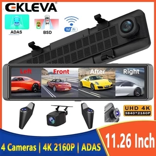 Elkeva 4 Kênh Dash Cam 11.26 Inch 4K WIFI Gương Chiếu Hậu 4 Camera Đầu Ghi Video DVR Xe ADAS BSD Tầm Nhìn Ban Đêm 24H Đỗ Xe
