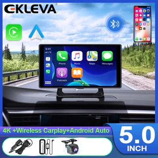 Elkeva 5 inch 4K + 1080P Ghi Video trên ô tô Carplay & Android Kết nối không dây tự động Bảng điều hướng GPS DVR AI Voice Bluetooth AUX