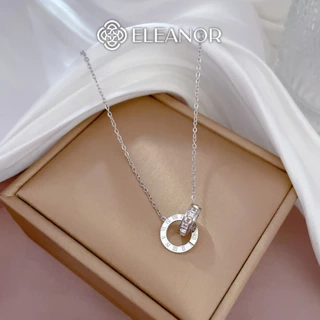 Dây chuyền nữ titan Eleanor Accessories kiểu vòng tròn đôi đính đá vòng cổ sang trọng phụ kiện trang sức 6421