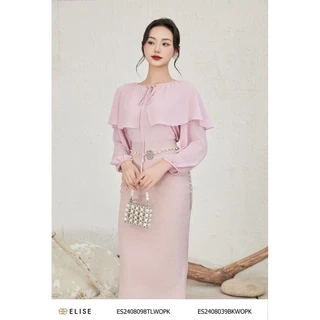 Áo chiffon hồng cổ bèo thiết kế Elise ES2408098TLWOPK