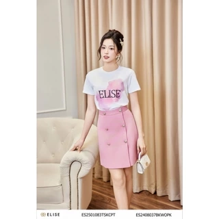 Áo thun in hình loang chữ Elise thiết kế Elise ES2501083TSKCPT