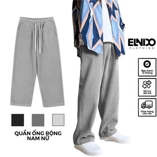 Quần ống rộng nam nữ ELNIDO dáng suông chất vải nhung tăm kiểu dáng UNISEX cao cấp EDNT-01