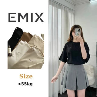 Áo phông tổ ong in chữ EMIX freesize dưới 55kg, form dài rộng, chất cotton aophongchu0001/P6K9