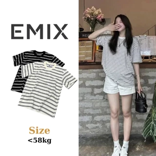 Áo thun cổ tròn kẻ ngang chất cotton lạnh EMIX Ao418_P10K14