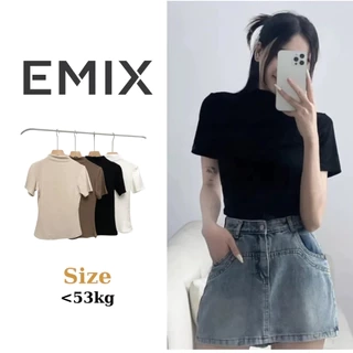 Áo thun cộc tay EMIX, basic, freesize dưới 55kg, cổ tròn 3p, phong cách hàn quốc Aocolo228_P0K10