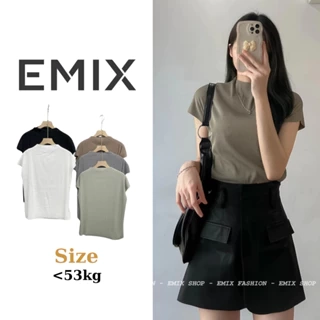 Áo thun xốp gân cổ leo tay hến EMIX freesize dưới 53kg Aogantayhen3600_P8k2