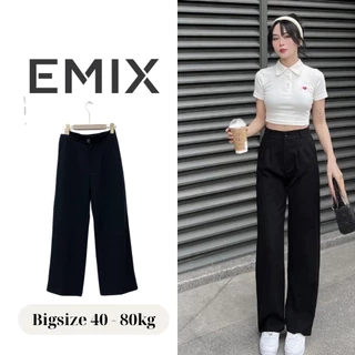 Quần công sở nữ ống suông cạp cao 2 túi chéo EMIX chất tuyết mưa mềm mịn Q3100/P0K30