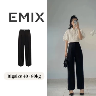 Quần công sở nữ ống suông EMIX dáng dài cạp cao khóa giữa chất tuyết mưa Q0995/P2K7