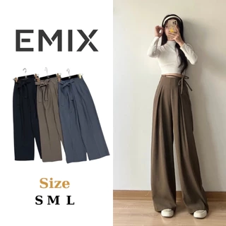 Quần công sở nữ ống suông kèm dây đai thời trang EMIX cạp cao chất ruby Quansuong018/P2K6