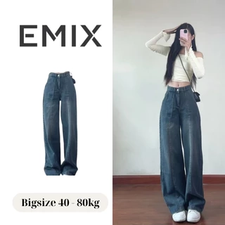 Quần jean nữ ống suông lưng cao gân trước EMIX Quan9589/P13K27