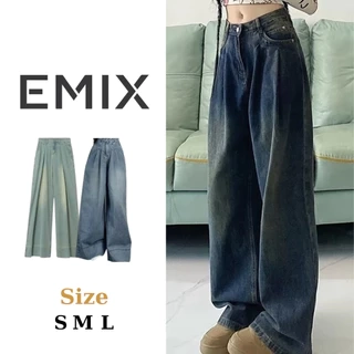 Quần jean xuông ly trước ống rộng đủ màu Emix