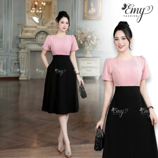 Đầm EMY EM7498 Xoè Phối Hồng Đen