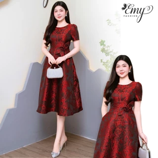 Đầm Thiết Kế EMY Thời Trang Cao Cấp EM2062 Vải Taffta Đen Sang Chảnh Đi Tiệc