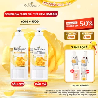 Combo Dầu gội Enchanteur dưỡng tóc mượt thơm lâu 600g và Dầu xả Phục Hồi Sức Sống 550g