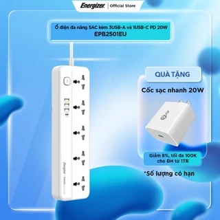 Ổ điện đa năng 5AC kèm 3USB-A và 1USB-C sạc nhanh PD (max 20W) - Hàng chính hãng, bảo hành 1 năm