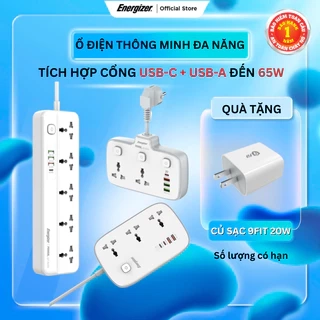 Ổ điện thông minh đa năng AC kèm USB-A và USB-C sạc nhanh PD ( đến 65W) - Hàng chính hãng, bảo hành 1 năm