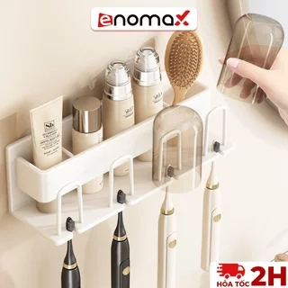 Giá đựng bàn chải đánh răng Enomax đa năng dán tường, chất liệu nhôm hàng không cao cấp, bảo hành 10 năm (Eno - 0103)