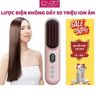 Lược điện không dây cao cấp ENZO, công nghệ ion âm, chăm sóc tóc bóng mượt tự nhiên, tạo kiểu đa năng