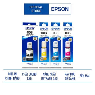 Combo Mực Epson 008 Dùng Cho Máy L6460,L6490,L6570, L6580, L15150, L15160 Màu In Sắc Nét Tích Hợp Khả Năng Chống Nước